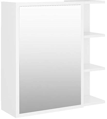 vidaXL Bad Spiegelschrank Badspiegel Badschrank Wandschrank Spiegel Wandspiegel Badezimmerschrank Schrank Weiß 62,5x20,5x64cm Holzwerkstoff