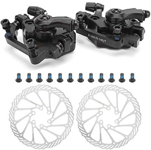 Dilwe Bremssattel Set, Vorne Bremssattel(F160 / R140) + Hinten Bremssattel(F180 / R160) + 2X Bremsscheibe Kit, Alu Mechanische Scheibenbremse für Outdoor, Radfahren, Mountainbike