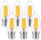 Genixgreen B22 Bayonet Cap Candle Bulbs,6.5W C35 B22 Dimmable LED Filament Candle Light Bulbs, 60-80W Equivalent Warm White 2700K, 806LM,Decorative Light Bulbs Retro Clear Glass-6 Pack
