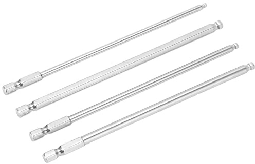 Aramox Kugelkopf Bit Set Innensechskant Bit Set Lang 150Mm Kugelkopf-Sechskant-Schraubendreher-Bit, 4-teiliges Sechskant-Schraubendreher-Bit-Set Stahl, Magnetischer Metrischer Kugelkopf, Sechskant-Bit