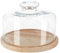 Tradineur - Quesera redonda con tapa de cristal y base de madera, recipiente para guardar quesos o embutidos, presentación de alimentos, 24 x 12 cm