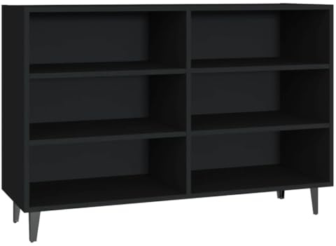 vidaXL Sideboard Beistellschrank Kommode Schrank Anrichte Bücherregal Bücherschrank Mehrzweckschrank Standschrank Schwarz 103,5x35x70cm Holzwerkstoff