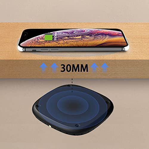 AMPACO Invisible Wireless Charger, 30mm Long Distance Fast Charging Pad for i-Phone, Furniture Desktop Hide Table Charger
