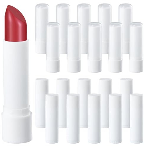 Xzeemo 20 Stück Lippenstifthülsen zum Selbst Befüllen, Lippenstift Selber Machen, Leer Lippenbalsam Behälter, Kunststoff Lippenbalsam Tube, für Selbstgemachten Lippenpflegestifte Lippenstifte