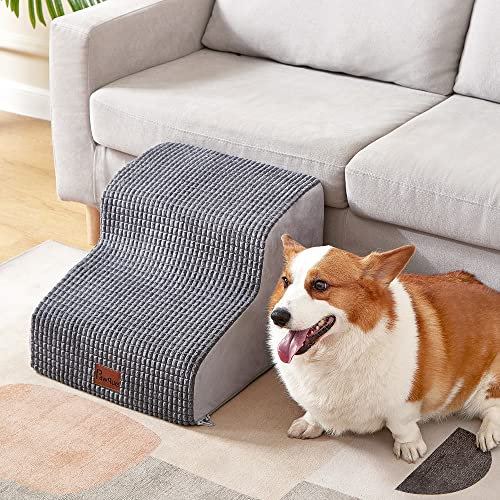 Pawque Hundetreppe und Rampe für hohes Bett oder Couch, rutschfeste, ausgewogene Haustierstufen, einfach zu spazieren für kleine, haustiersicher bis zu 18 kg, 2 Schritte