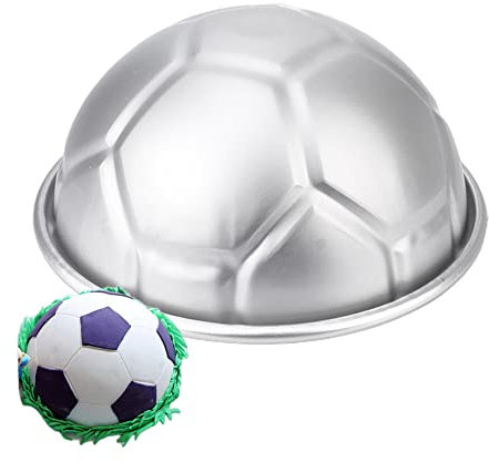 XZJMY Moule à gâteau en forme de boule, moule à gâteau hémisphère en aluminium, moule à gâteau de 20,3 cm, moule à gâteau d'anniversaire 3D pour enfants, outils de cuisson antiadhésifs (football)