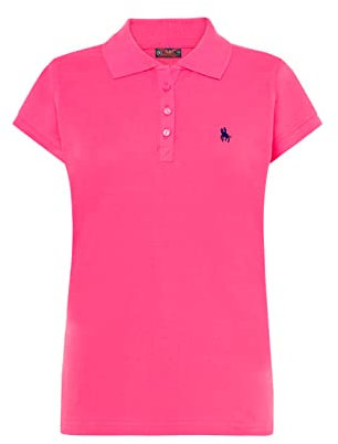 S&C - Polo Donna Manica Corta - Polo Donna Custom Fit Leggermente vestibilità - Bordatura a Maniche e Collo a Costine - Made in Cotone e in Spagna, Azalea, XL