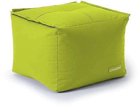 Lumaland Sitzsack-Lounge Modular Pouf | Individuell erweiterbarer & Leichter Hocker | Waschbare Sitzmöbel für Innenräume & Garten | Indoor & Outdoor Lounge Garnitur | 54x54x54 cm [Apfelgrün]