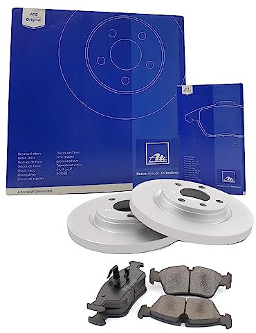 ATE Bremsen Set Bremsscheiben Scheibenbremsen Ø230 Voll beschichtet hinten + Bremsbeläge Bremsklötze für Polo T-Cross I Roomster Kamiq Rapid Spaceback Scala