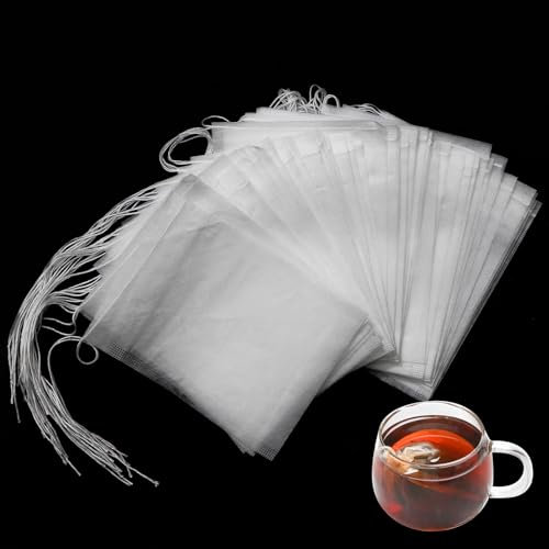 Disposable Tea Filter Bags for Loose Leaf Tea - 7x9CM Empty Tea Infusers with Drawstring Seal - 100Pcs