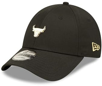 New Era Basketball Kappe goldenes Logo Chicago Bulls NBA Pin Metall schwarz 9Forty Adjustable Cap - One-Size