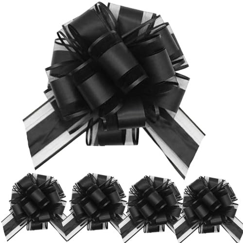 Geschenk Schleife, 5 Stück Große Schleife Riesen Schleife Geschenk. Große Pull Bow für Auto Dekor Hochzeit New Houses Party Feier Geschenkschleife Tüten-Schwarz