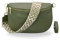 BRISE Bauchtasche Damen Echtleder AFIA Gold Handgemachte Umhängetasche Crossbody Bag mit Ledergurt + Optionalen Breiten Gemusterten Riemen 3 Fächer Hüfttasche Made in Italy (Khaki-Gold 2)