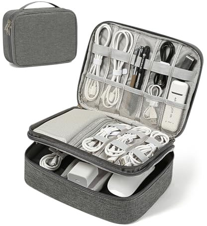 NEUSID Kabeltasche Elektronische Tasche Universal Travel Kabel Organizer Tasche 3 Layer Wasserdicht Reise Zubehörtasche Kabelorganizertasche für Handy USB Ladekabel Powerbank, Grau