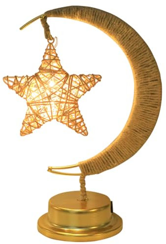 LED-Mondlicht-Tischlampe, verzauberte Mondstern-Lampe, dekorative Kugel-Lampe, batteriebetrieben, Schlafzimmerlicht, magisches Mond-Nachtlicht, Sternennachtlampe (J)