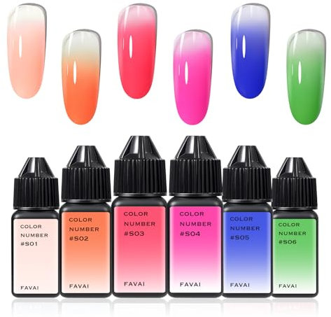 FAVAI 6 Farben Airbrush Gel Nail Polish Air Gel Set – Sugar Collection (#S) 6 x 15 ml