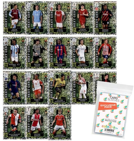Bundle mit Champions League 2023/24 - Trading Cards - Alle 18 Next Gen Karten + Exklusive Collect-it Hüllen