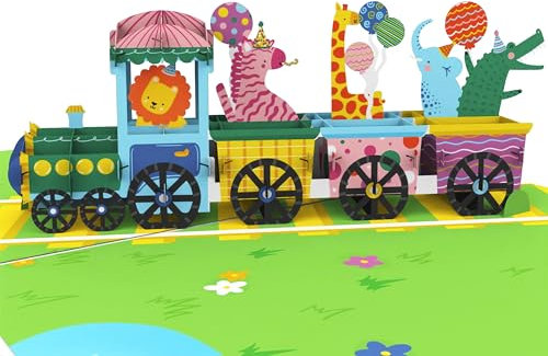 Central 23 Zug Pop Up Karte – 3D Popup Geburtstagskarte Für Kinder – Safari Tiere Im Zug – Grußkarte Für Jungen Mädchen – Geschenke Für Tochter Sohn – Mit Umschlag