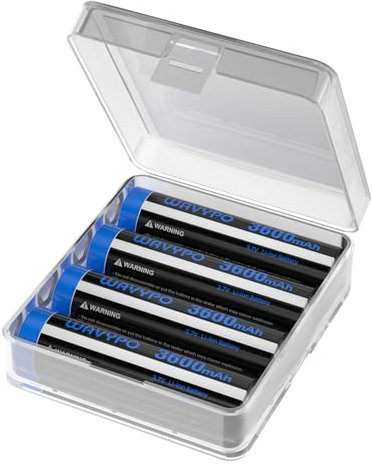 3600mAh Verbessert Hohe Kapazität Akku mit Batterien Aufbewahrungsbox für Taschenlampe Scheinwerfer-4 Stück