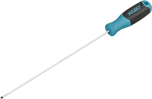 HAZET Schraubendreher 811LG-55, Schlitz Profil, SW 1 x 5,5 mm | Abtrieb Schlitz Profil, Klinge mattverchromt, Spitze brüniert, Länge l1 300 mm, Länge l2 415 mm, 146 g, Klingenbreite 5.5 mm
