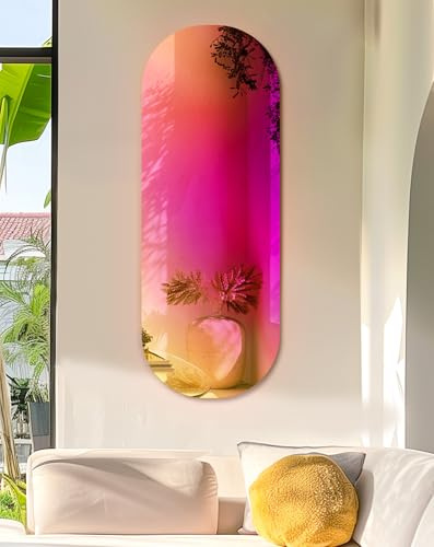 Artloge Wandspiegel Oval Wohnzimmer Spiegel Deko 120 cm, Bunt Großer Spiegel Flur Dekorative Wandspiegel zum Aufhängen Wanddeko Flurspiegel Hochwertiger Dekospiegel für Wohnzimmer Schlafzimmer 120×40