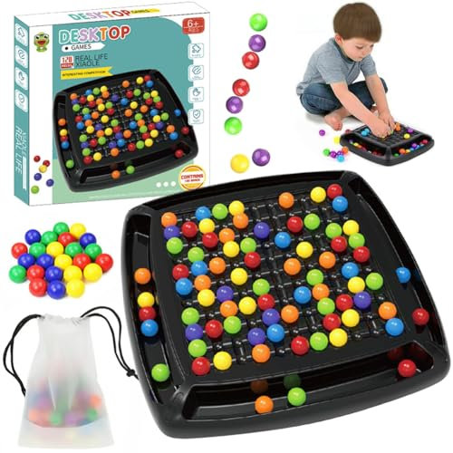 Intellektuelles Schachbrett, 120 Bälle Intellectual Chessboard Duel, Rainbow Ball Elimination Brettspiel, Rainbow Ball Gesellschaftsspiele, Tabletop Familienspiele Partyspiele für Erwachsene Kinder