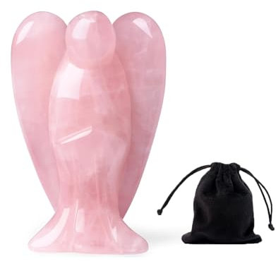 Figurine d'Ange Gardien en Améthyste 50mm - Cristaux et Pierres Précieuses de Guérison - Décoration Angels en Quartz Rose