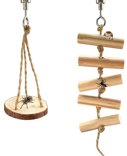 Jumping Spider Rope Ladder, A Solid Wood Climbing Suspension Swing, a Jumping Spider Enclosure Accessory, Handmade, a Spider Jump Platform, Used As a Decorative Accessory for Small Reptile Enclosures