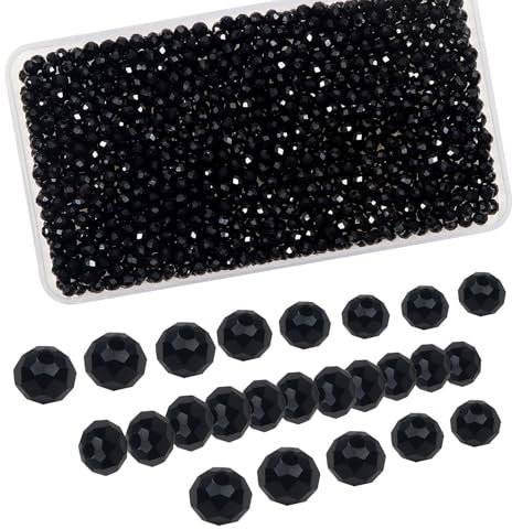 TOAOB 1000 Pezzi Perline Vetro Cristallo Sfaccettato 4mm Neri Beads per Creazione di Gioielli Braccialetti Collane Bigiotteria Artigianato Fai da Te