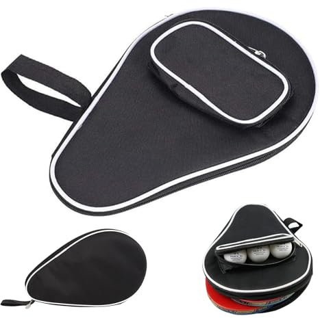 Funda Pala Padel, Funda Raqueta Padel, Funda Mesa Ping Pong Impermeable, Funda Pala Ping Pong, Funda Mesa Ping Pong Exterior para 2 Raqueta de Tenis de Mesa y 3 Pelotas de Ping-Pong, 29 x 21 x 2.8 cm