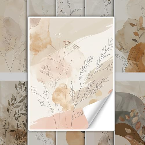 GRAZDesign Boho Fliesenaufkleber Küche Bad, Naturfarben Beige braun, Fliesenfolie selbstklebend - 20x25cm / 10 Stück