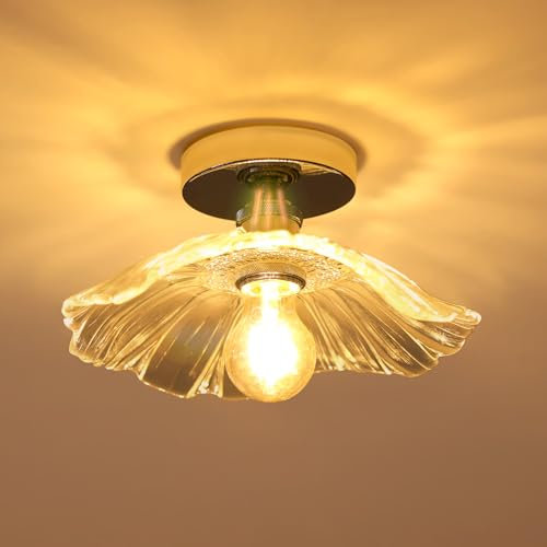 Toolight Deckenleuchte für Flur E27, Kleine Blumenform Deckenlampe Kristall Glas, Moderne Deckenbeleuchtung aus Transparentem Glas für Flur Hotel Schlafzimmer Badezimmer, Ø28cm, Chrom(Ohne Glühbirne)