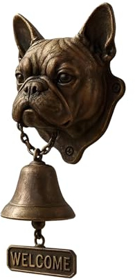 Abendessenglocke für den Außenbereich, Hundekopfform Willkommens-Türklingel, Harz-Kugel, Metallmaterial, Vintage- -Stil für Haustür, Gartenhäuser, Ferienhäuser, Wohnungen, Hochzeitsorte, 20,3