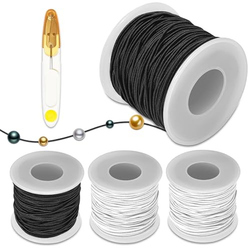 Leyrens 4 Rotoli 1 mm Filo per Braccialetti, 200m Filo Elastico per Braccialetti Resistente, Cordone gomma, Fili Due colori, per Perline, Braccialetto, Bracciali, Vestiti, Gioielli Fai da Te