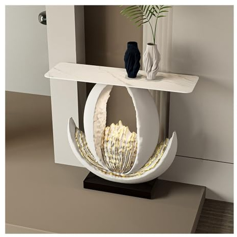 Table d'entrée, Console Moderne avec Base en Faux marbre, Table d'entrée étroite(M)