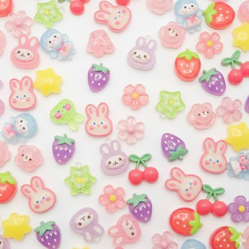 Qnvyw 100 Stück Slime Charms Set, Kawaii Mini Anhänger für Handyhülle & Deko - Cute Charms für Schleim, Scrapbooking, Basteln als buntes Anhänger Set