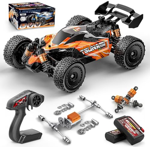 Ferngesteuertes Auto 1:18 All-Terrain 4WD RC Auto für Erwachsene & Jungen | Offroad RC Truck 36 km/h High Speed, mit 2×1300mAh-Akkus, Metall-Antrieb, spritzwassergeschützter Elektronik & 2,4GHz RTR