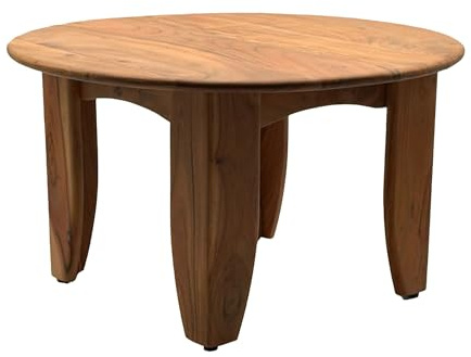 FineBuy Couchtisch Rund 60cm Wohnzimmertisch Akazie Massivholz - Sofatisch Holz Modern - Design Loungetisch Beistelltisch Wohnzimmer Handmade