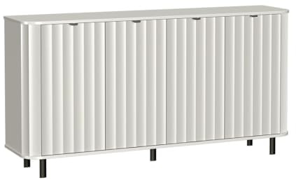 Masseno Kommode MODERNO 176,5 cm Sideboard mit Schubladen und 4 Türen für Wohnzimmer Schlafzimmer Modern 176,5x40,5x91 cm Weiß