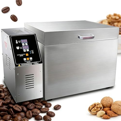RETRIN Tostadora de Granos de Café en Acero Inoxidable,Temporizador y Termostato Ajustable, Tostadora Multifuncional para Frutos Secos, Sésamo, Nueces y Cereales Integrales Type10
