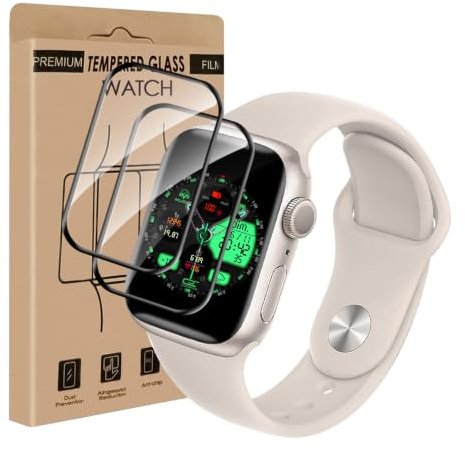 Carantee 2 Stück Schutzfolie für Apple Watch Series 9/8/7 45mm, 3D Curved Anti-Kratzer No-Bubble iWatch 8 45mm Displayschutz Folie, Ultra-Klar Anti-Staub Apple Watch 9 45mm Schutzglas