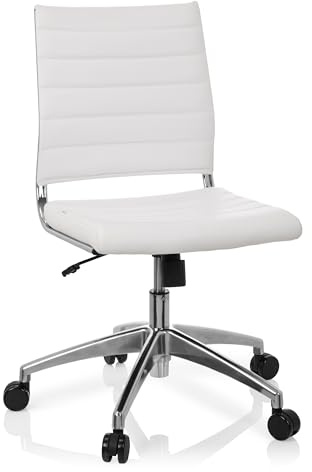 hjh OFFICE 720003 Bürostuhl Trisha Kunstleder Weiß moderner Drehstuhl ohne Armlehnen, höhenverstellbar
