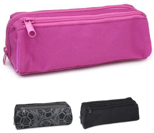 Fashion Stationery Federmäppchen für Teenager, Hochschule, Jungen, Kinder, Studenten und Mädchen, großes Federmäppchen mit 2 Fächern, Schwarz, rose, 21 x 9 x 8 cm, Schulranzen