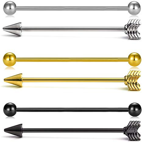vcmart 6stk 316L Chirurgenstahl Industrial Piercing Barbell Ohr Piercing Bar Schmuck 38mm 14 Gauge