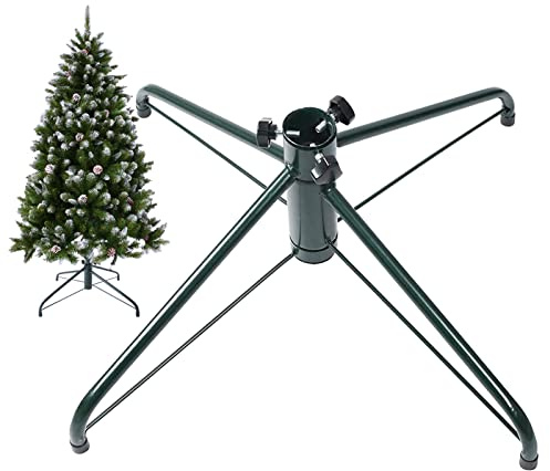 Ouvin 25.6 Inches 1.25 dia Christmas Tree Stand 4 Foot Base Iron Metal Bracket Rubber Pad with Thumb Screw (65Green)