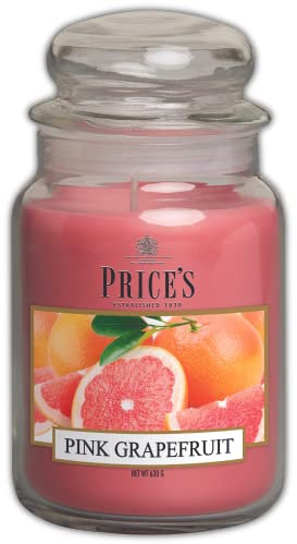 Price's Große Duftkerze im Glas mit rosa Grapefruit, süßer, köstlicher, hochwertiger Duft, langanhaltender Duft, bis zu 150 Stunden Brenndauer