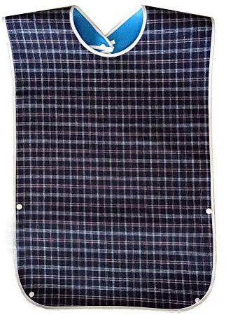 pengxiaomei Adult Bibs,Adult The Eldly Bib Adult Washable Dining Bibs for Elderly Blue