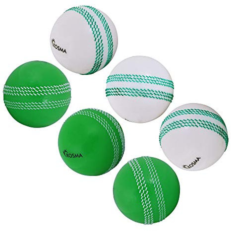 Kosma Windball-Übungsball, weich, für Sport und Outdoor, 3 Stück, Grün mit weißer Naht, 3 Stück