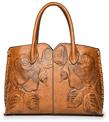 Coolives Damen Henkeltasche Klassische Blume Geprägt Handtasche mit Schulterriemen Schultertasche Umhängetasche Tasche EINWEG