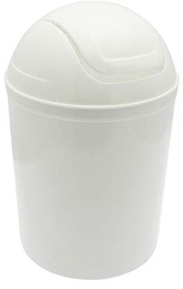ADOB Abfalleimer mit Schwingdeckel Abfallbehälter 5,5 Liter Kunststoff, Farbe WEISS, 90302